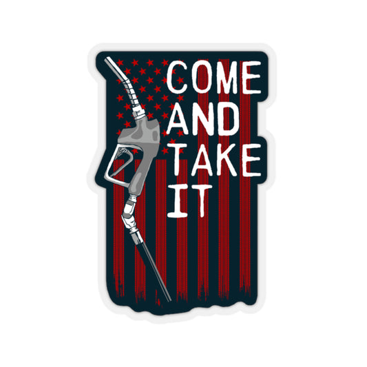Come And Take It Gas Pump Sticker Navy Background